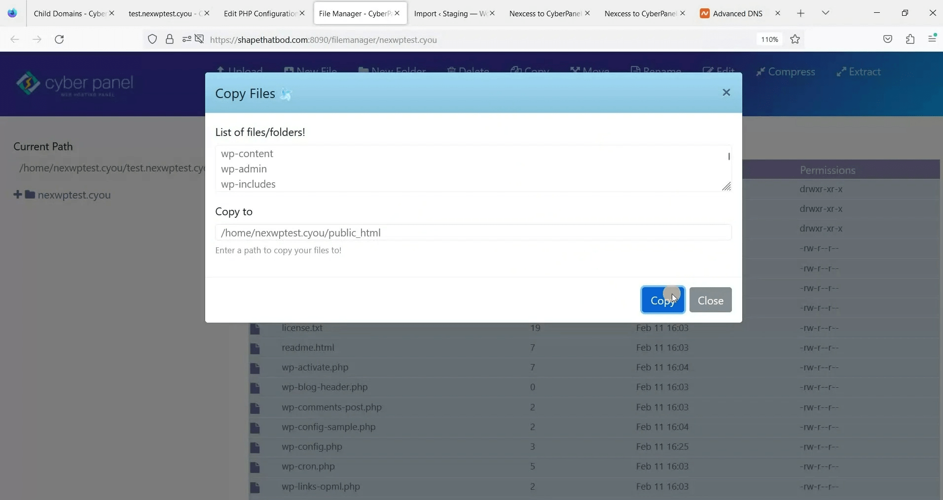 Copy files form child domain to root domain