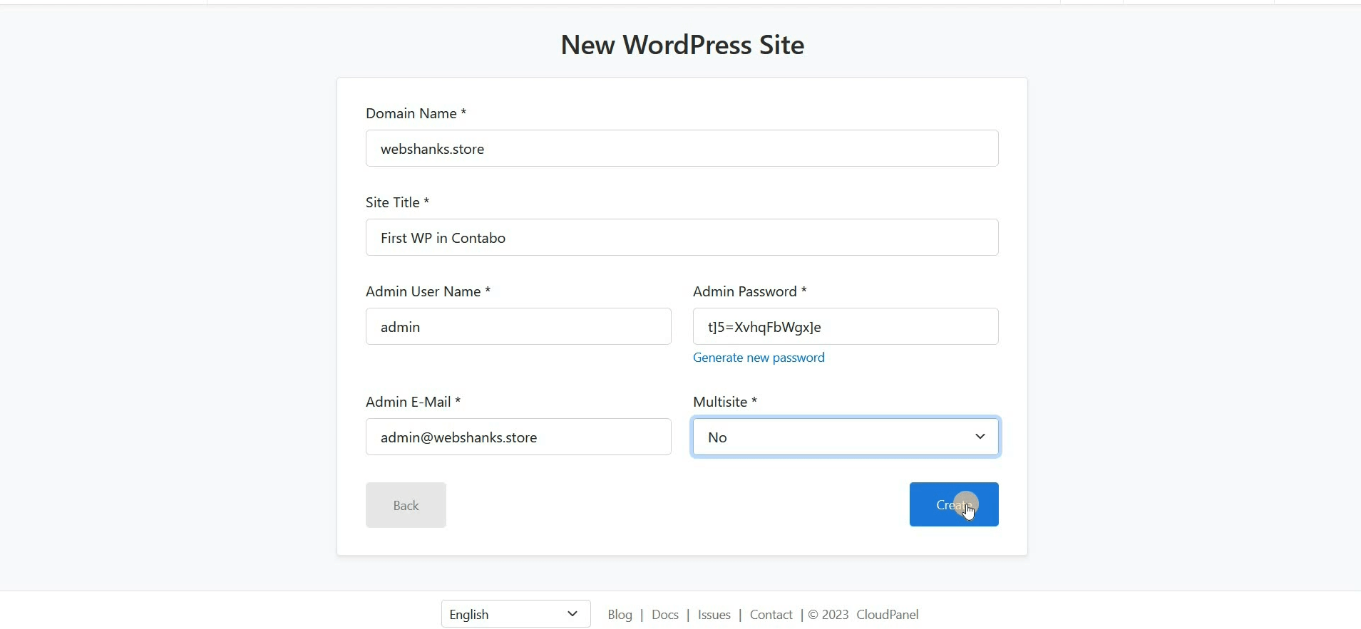 Create a WordPress Site in CloudPanel