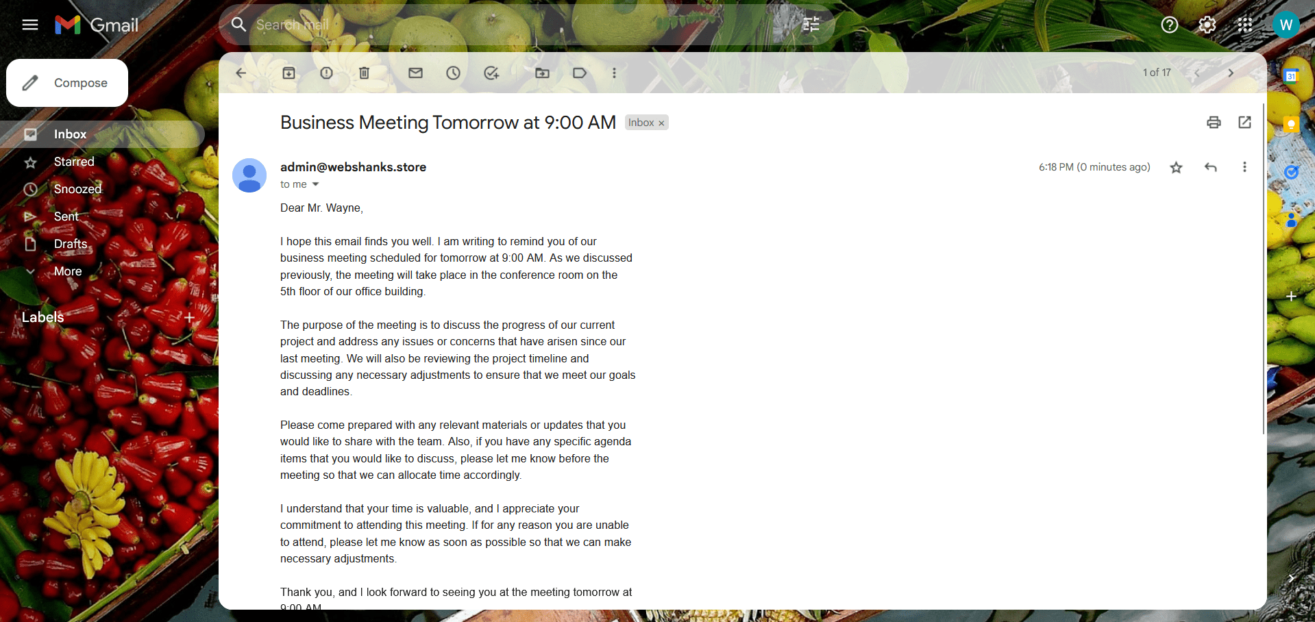 Email Received from Cloudron