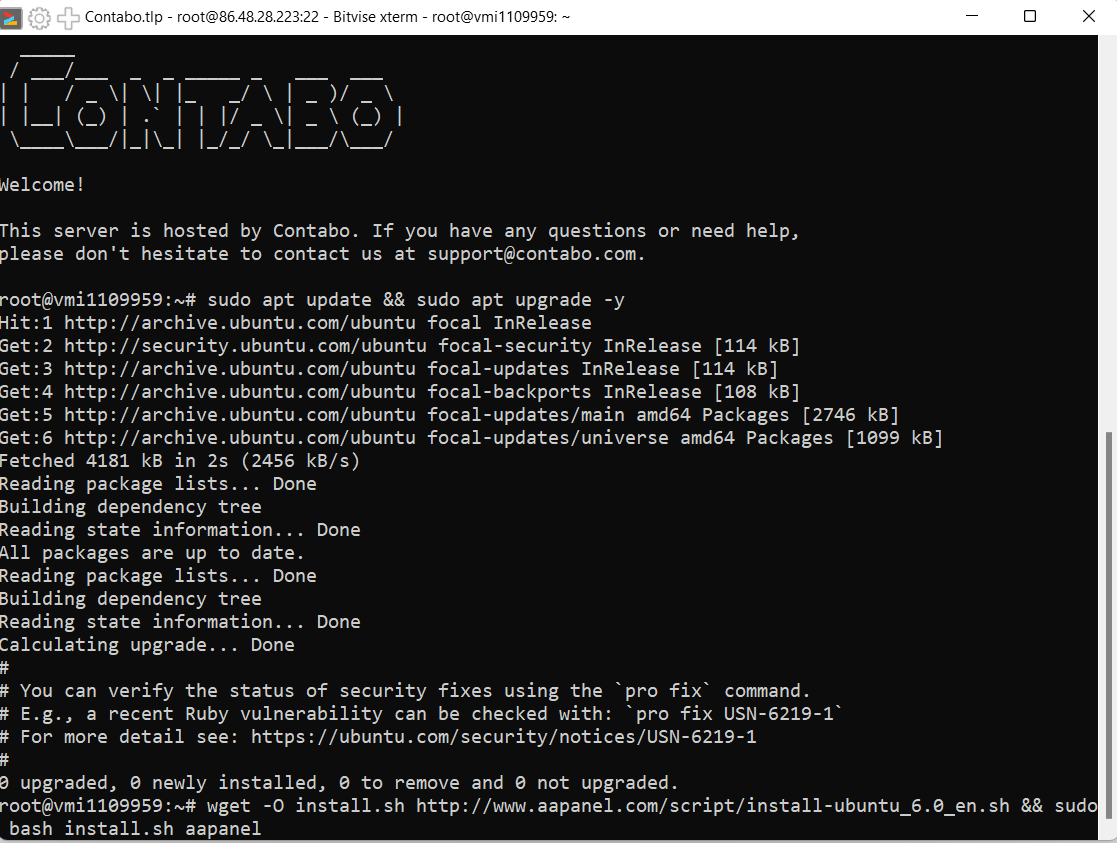 Install aaPanel Ubuntu 20.04