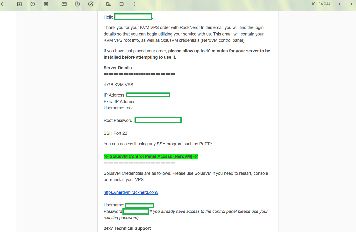 Racknerd VPS Email Confirmation