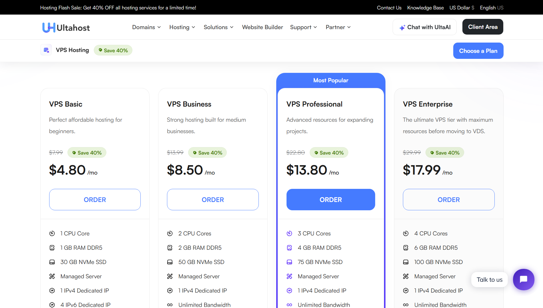 UltaHost VPS New