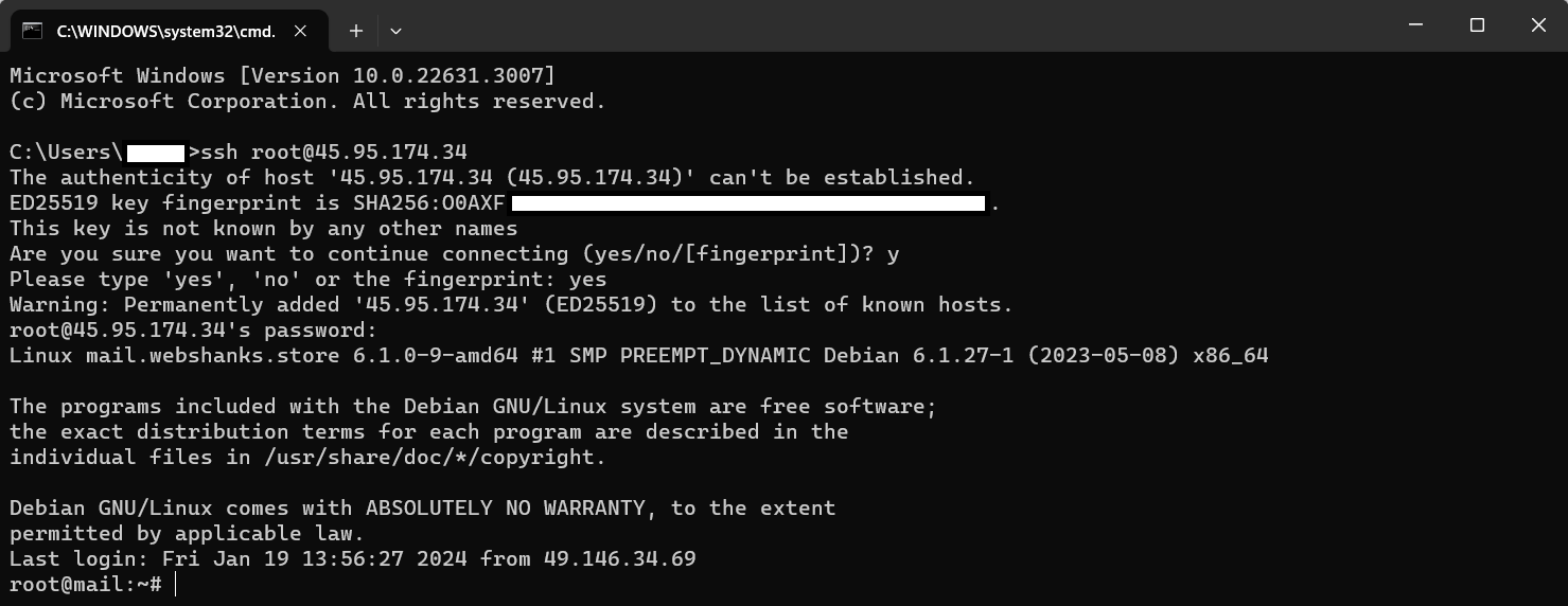 Windows CMD SSH to Linux