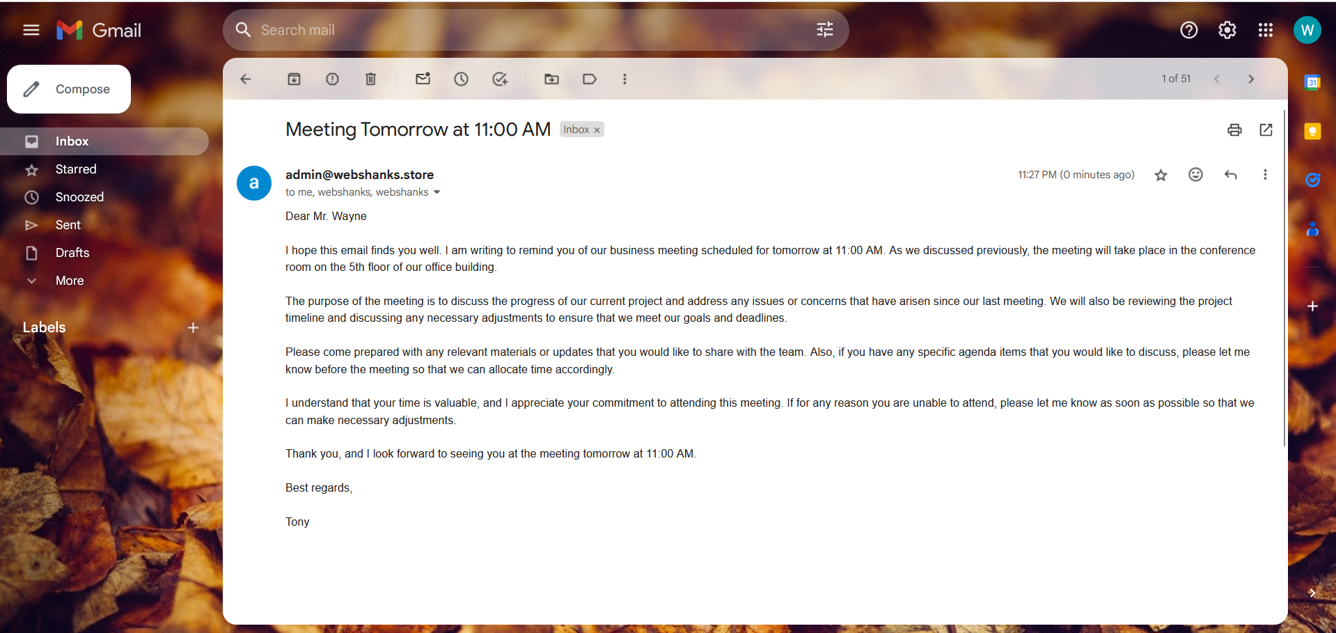 CyberPanel Email Sent to Gmail