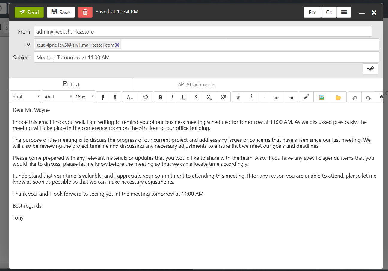 Test Email CyberPanel Mail-Tester