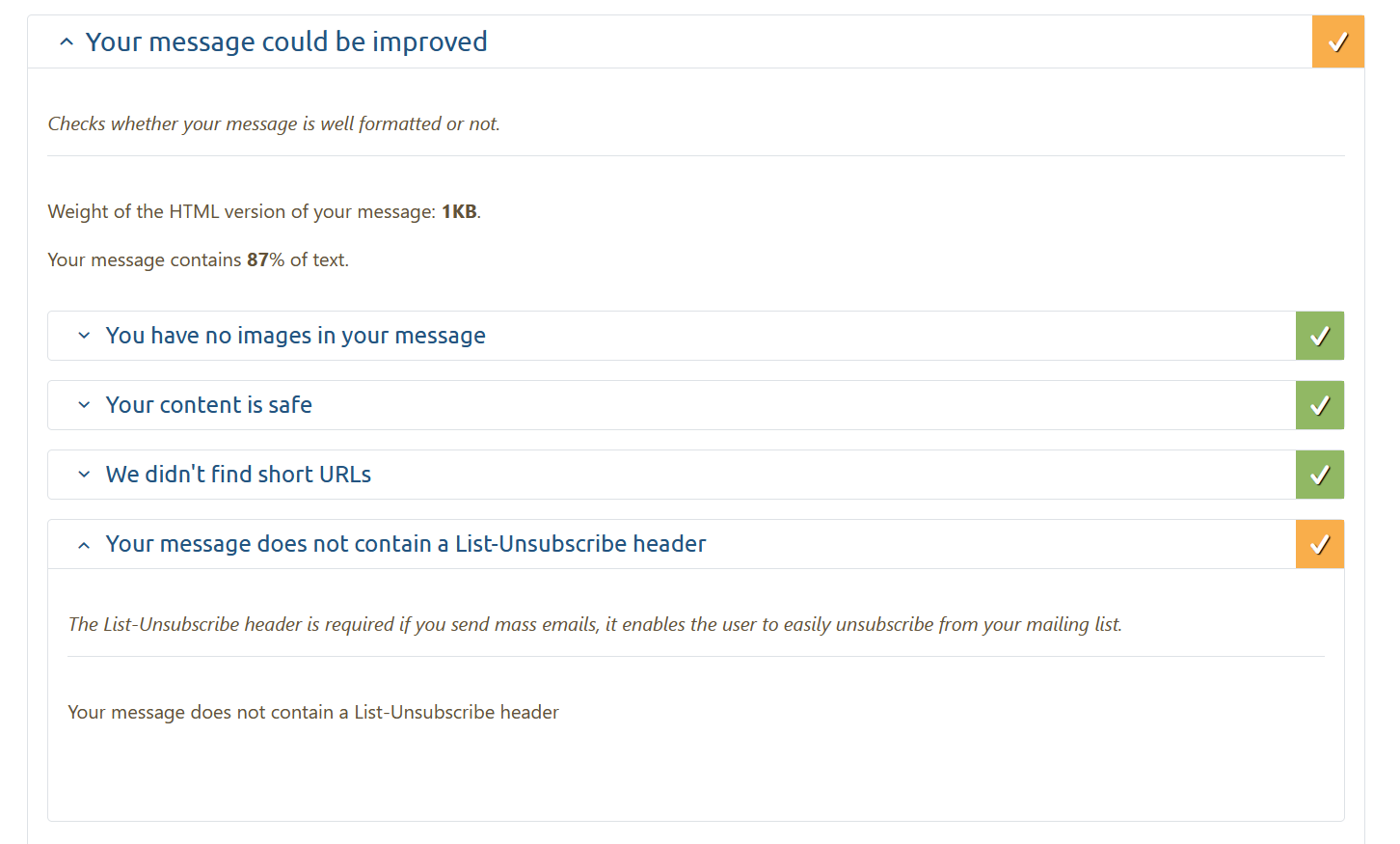 Your message does not contain a List-Unsubscribe header