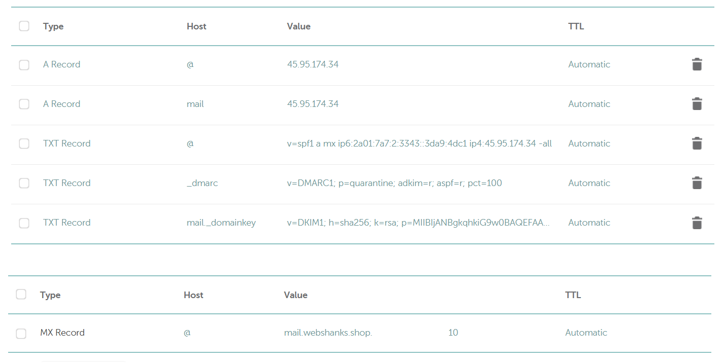 Complete DNS Records for Docker Mailserver
