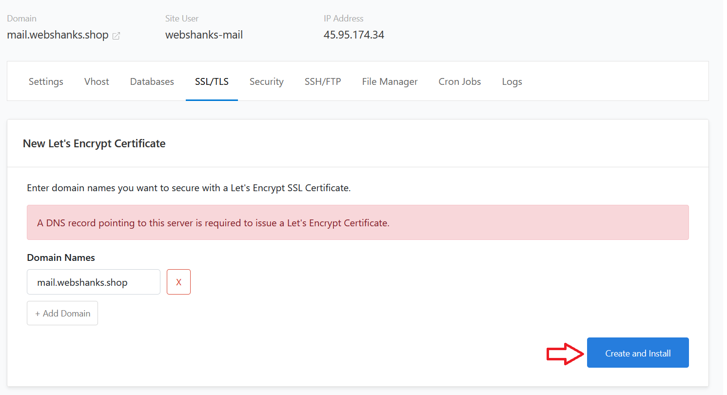 New Let's Encrypt Certificate Create and Install