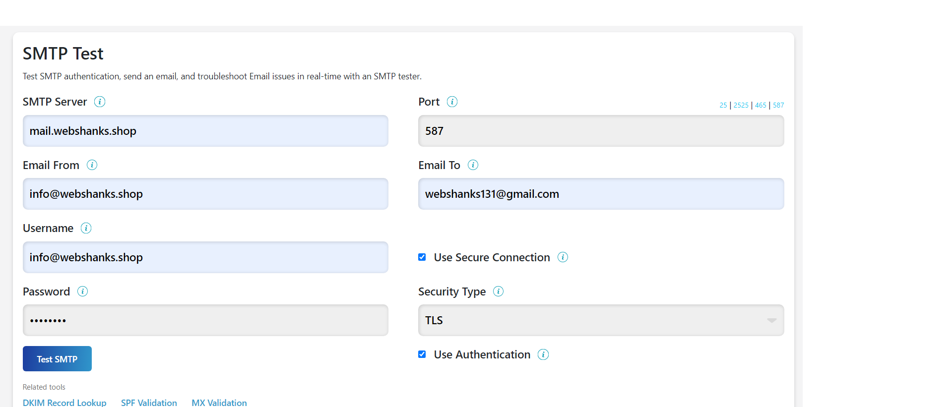 SMTP Relay Test for Docker Mailserver