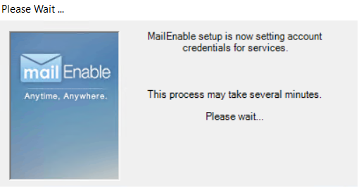 MailEnable setup is now setting account credentials for services