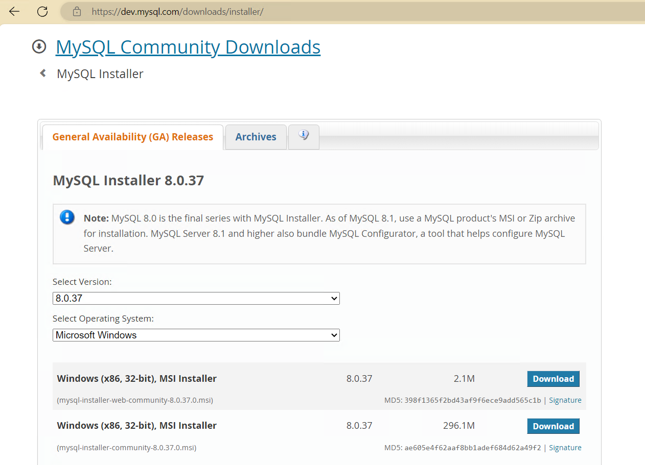 MySQL Download