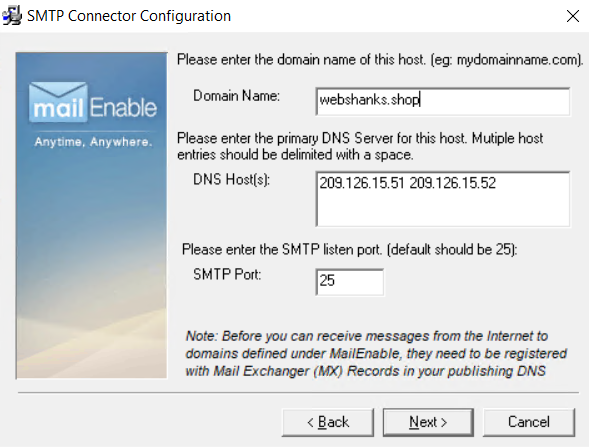 SMTP Connector Configuration