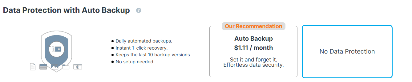 Select your Data Protection with Auto Backup Contabo Windows VPS