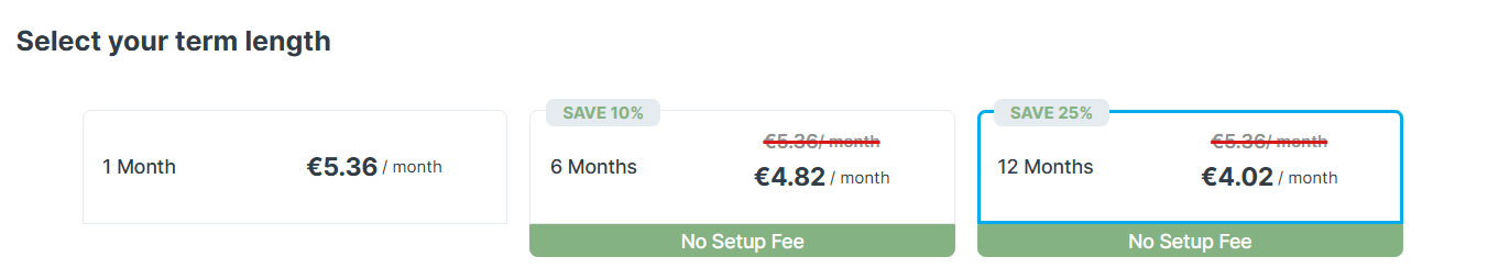 Select your term length Contabo Windows VPS