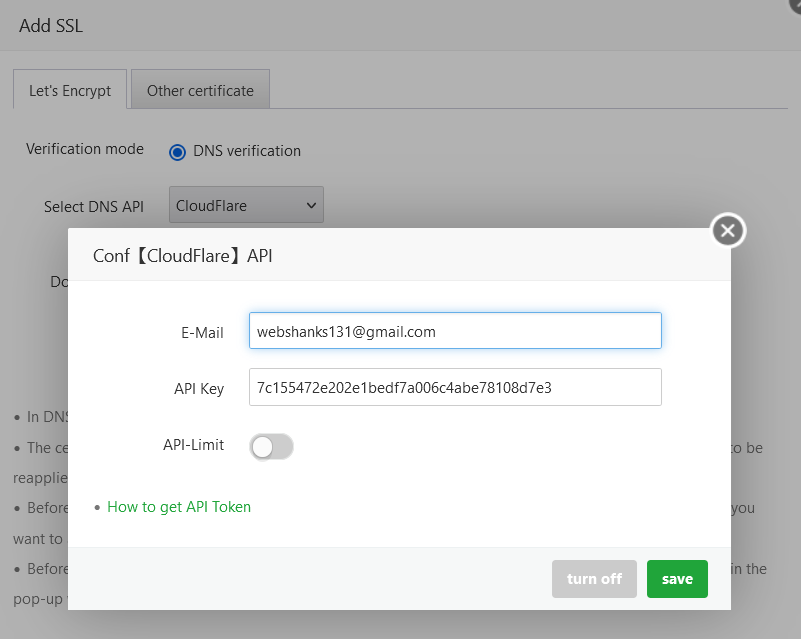 Add API Key aaPanel