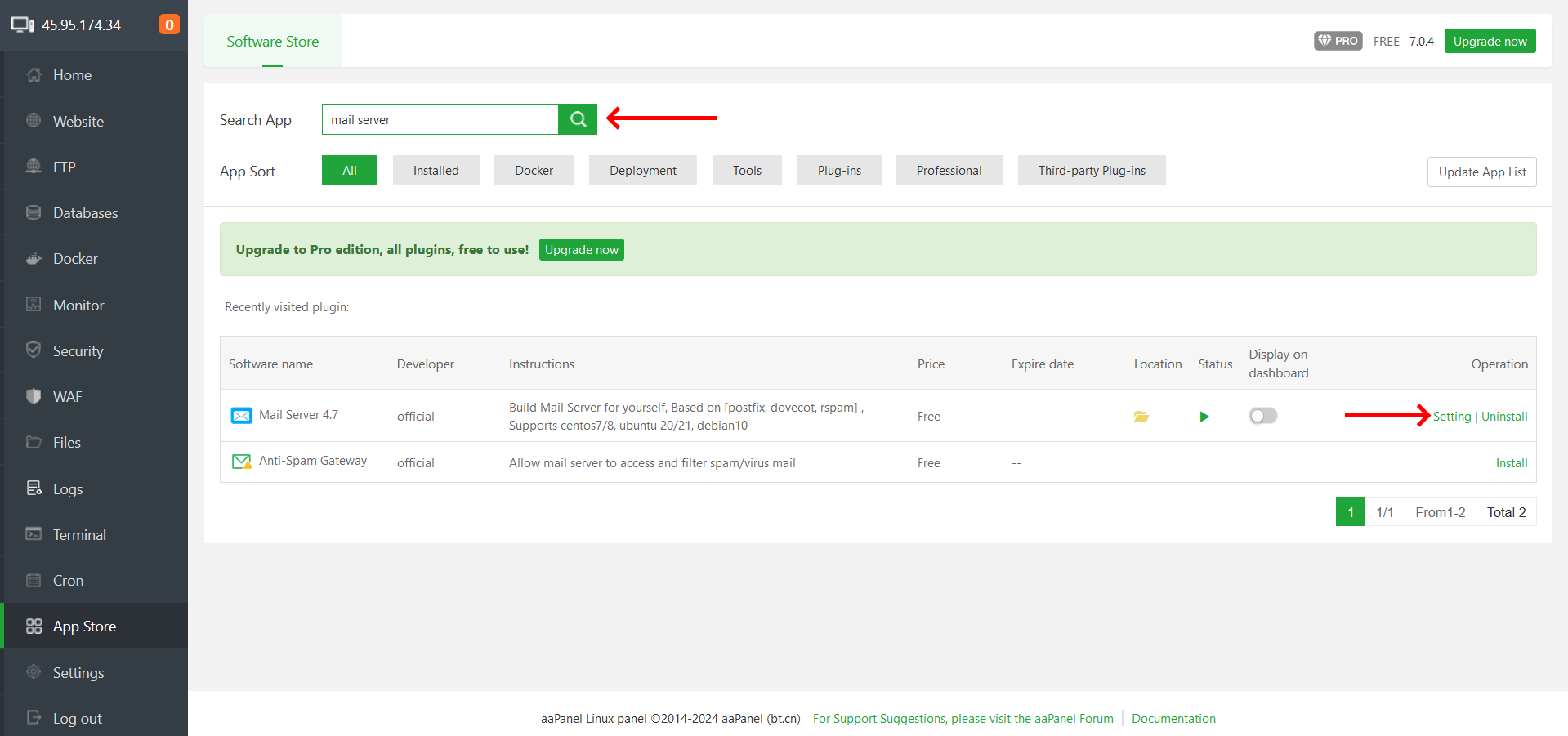 Configure Mail Server aaPanel