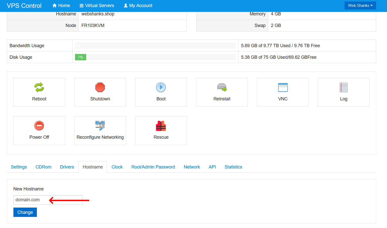 Hostname for aaPanel