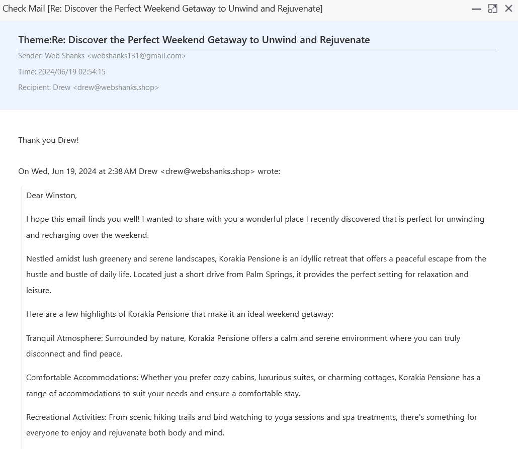 Received a Reply from Gmail to aaPanel