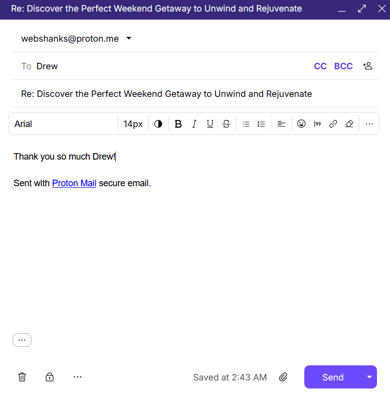 Reply from Proton Mail to aaPanel