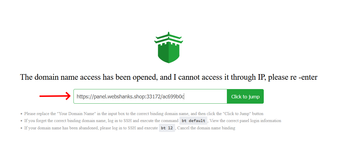 The domain name access has been opened, and I cannot access it through IP, please re -enter