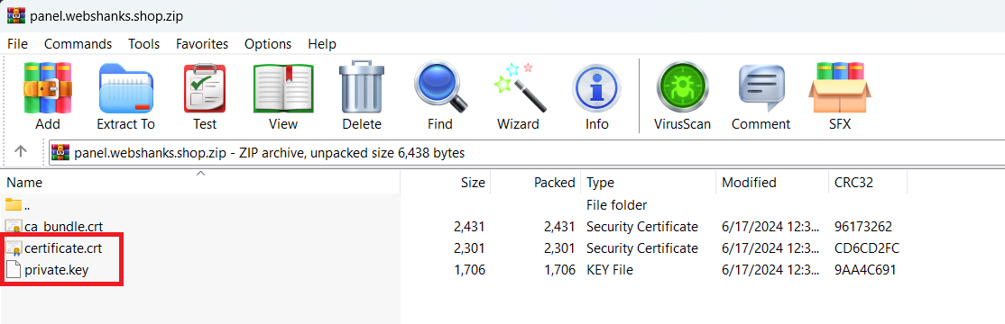 ZeroSSL Certificate files