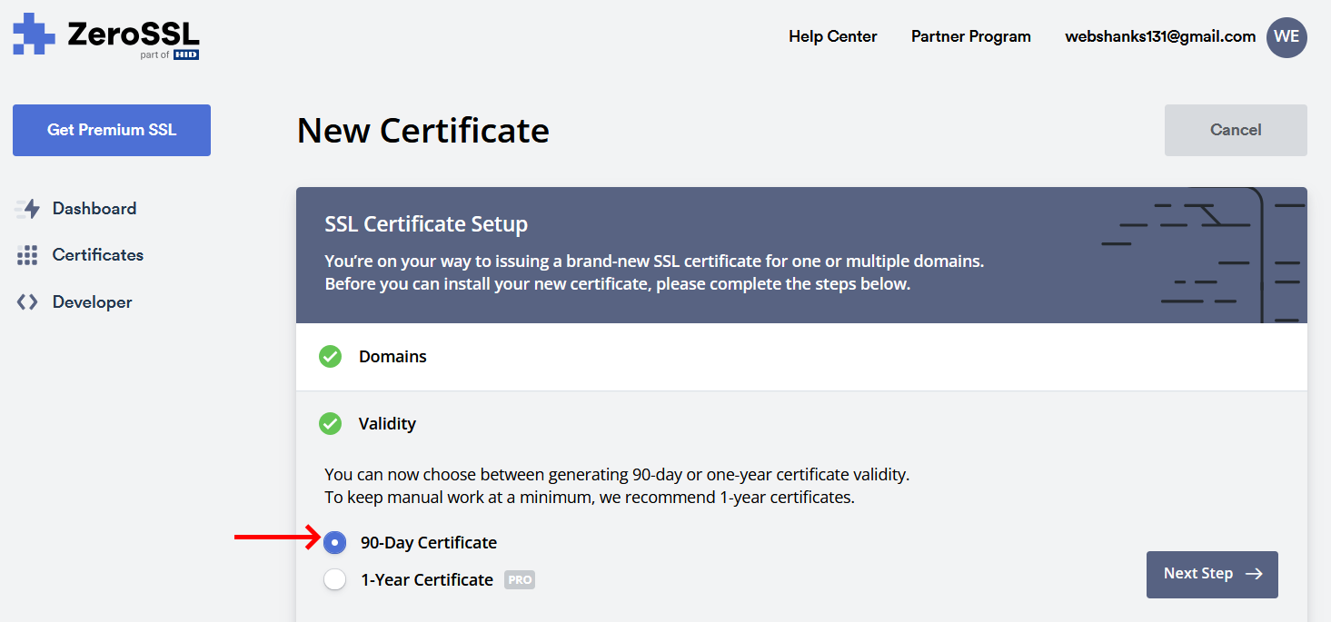 ZeroSSL Validity