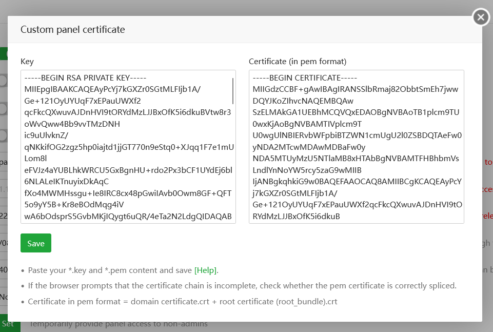 aaPanel Custom Certificate