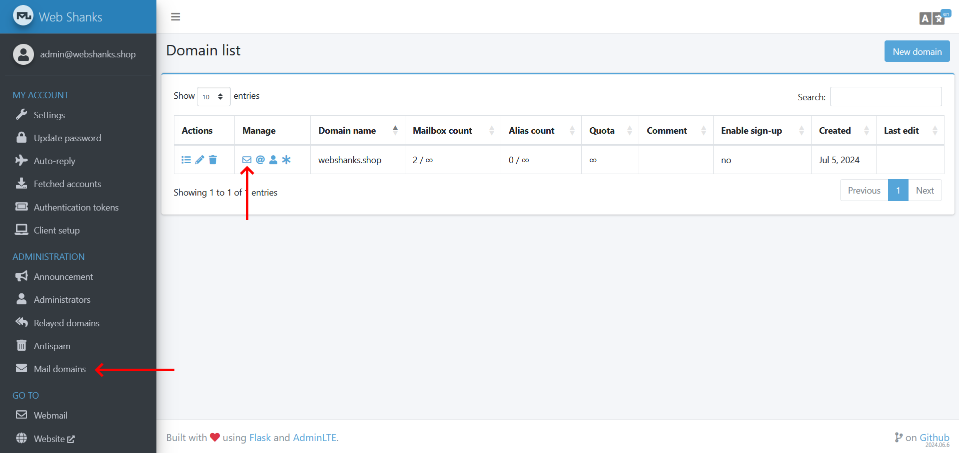 Create New User Mailu