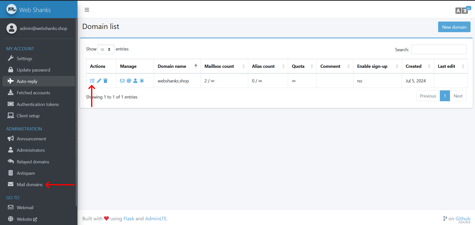 Domain List Config