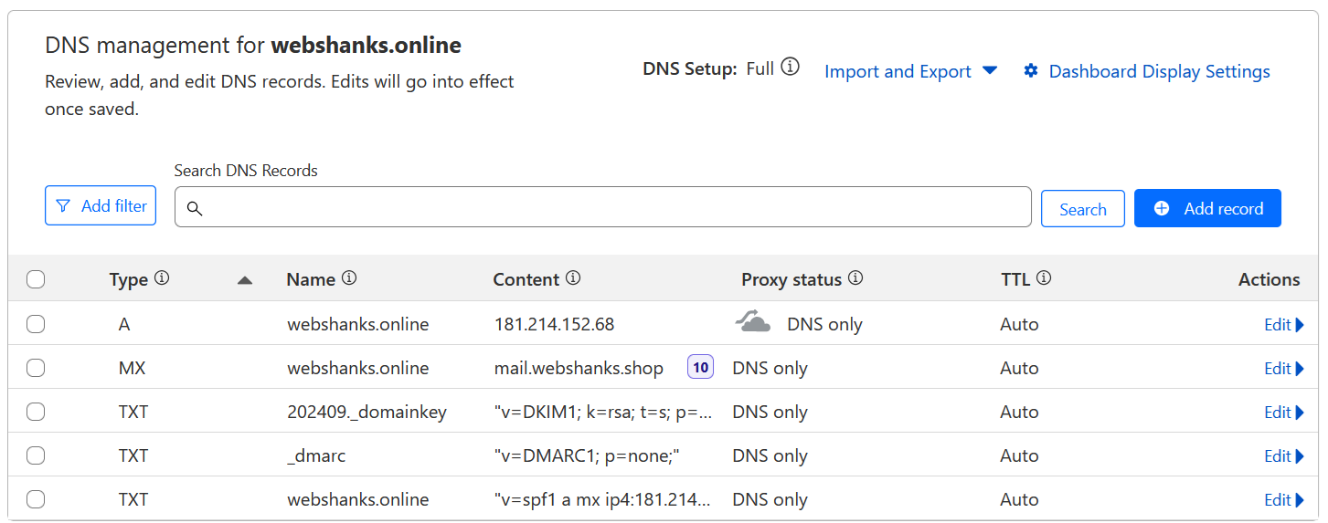 DNS management for webshanks.online Virtualmin