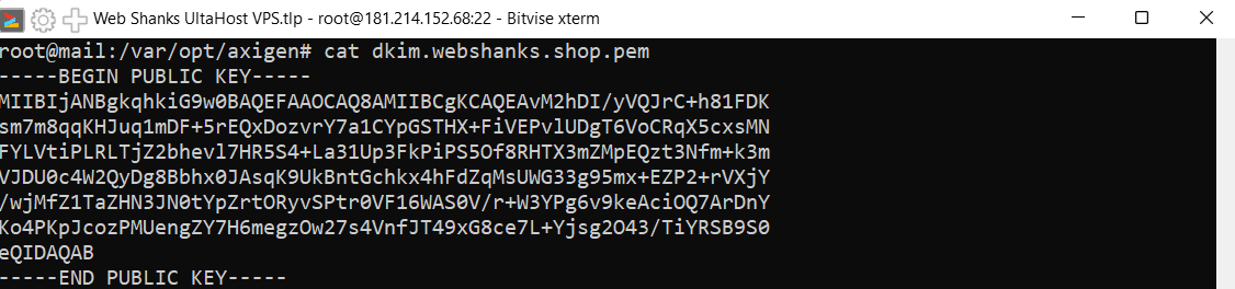 Axigen DKIM Keys