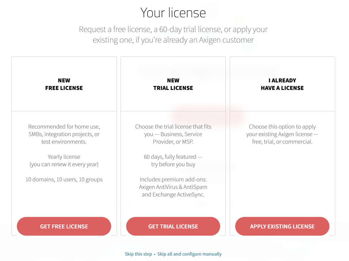 Axigen Request a free license