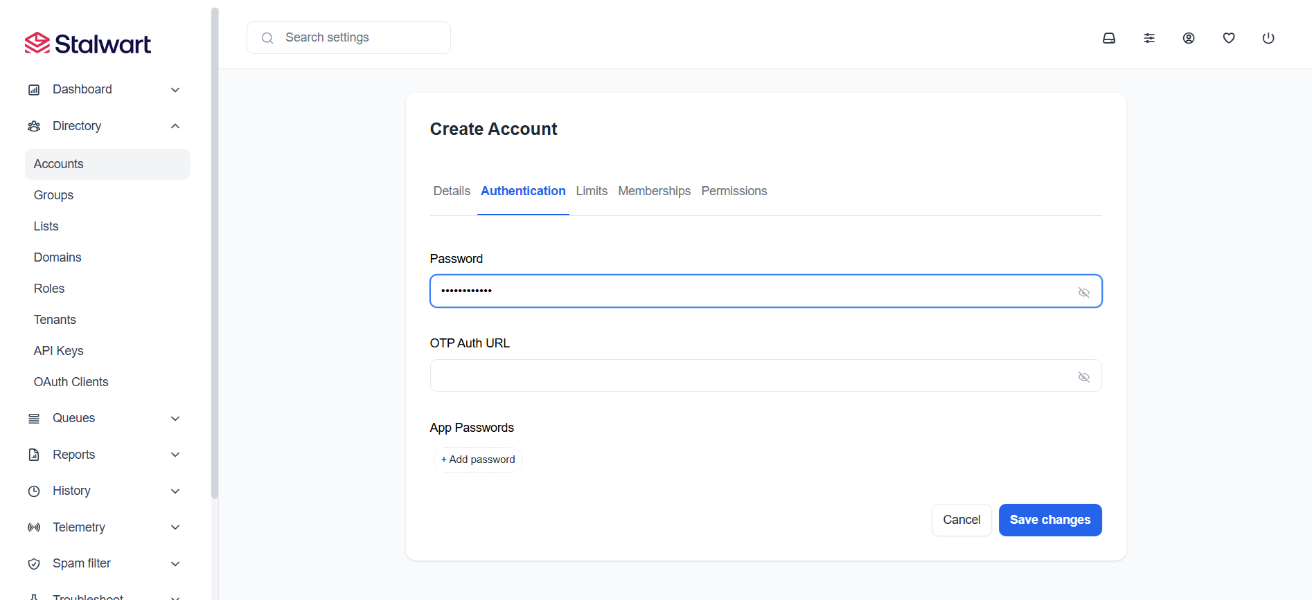 Stalwart Create Password
