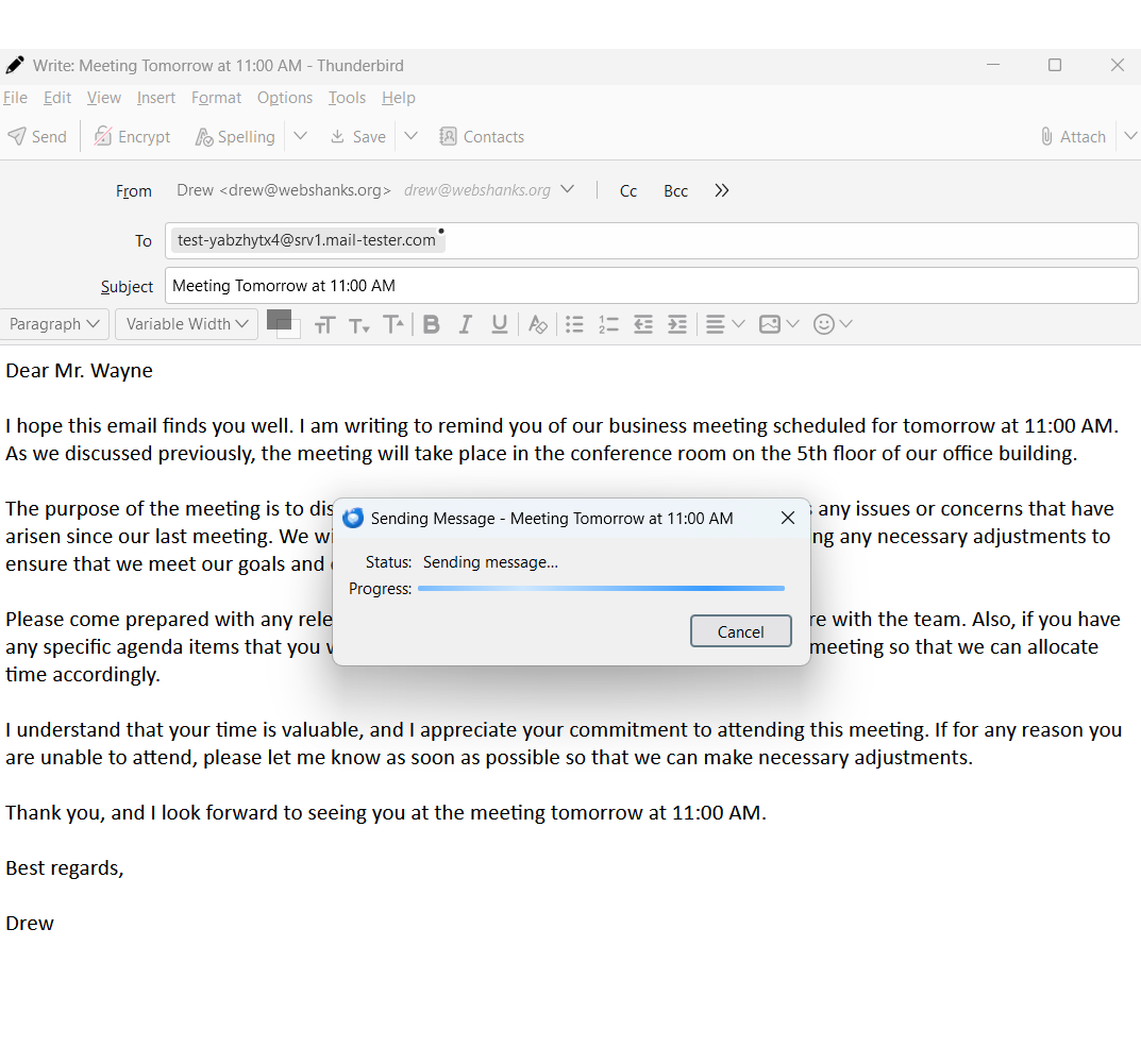 Stalwart Test Email Sent from Thunderbird