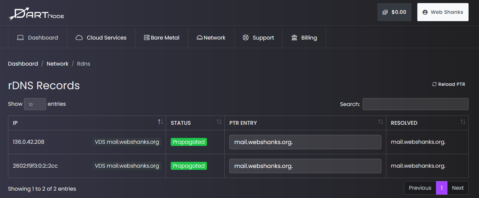 DartNode rDNS