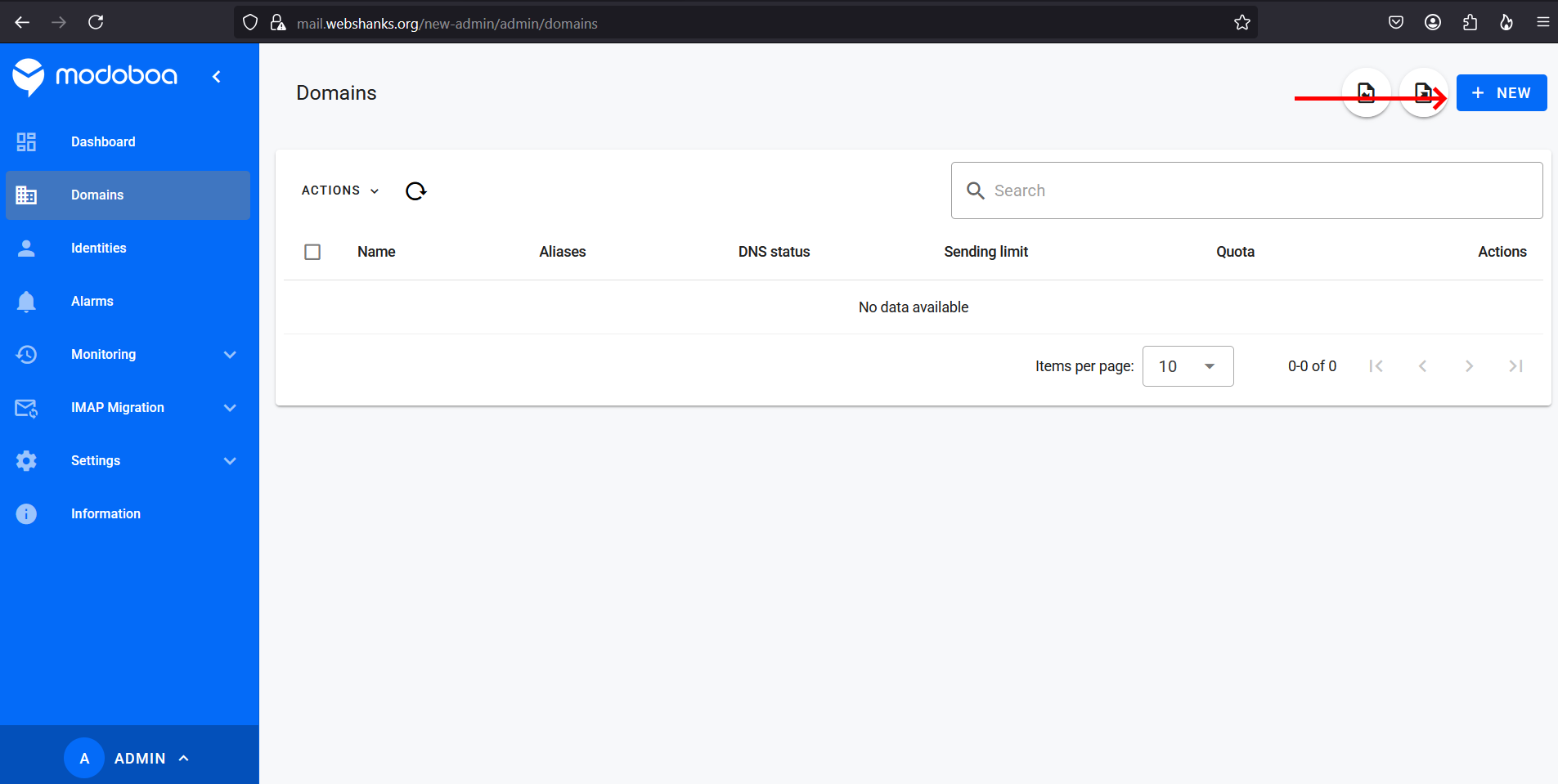 Modoboa Add New Domain