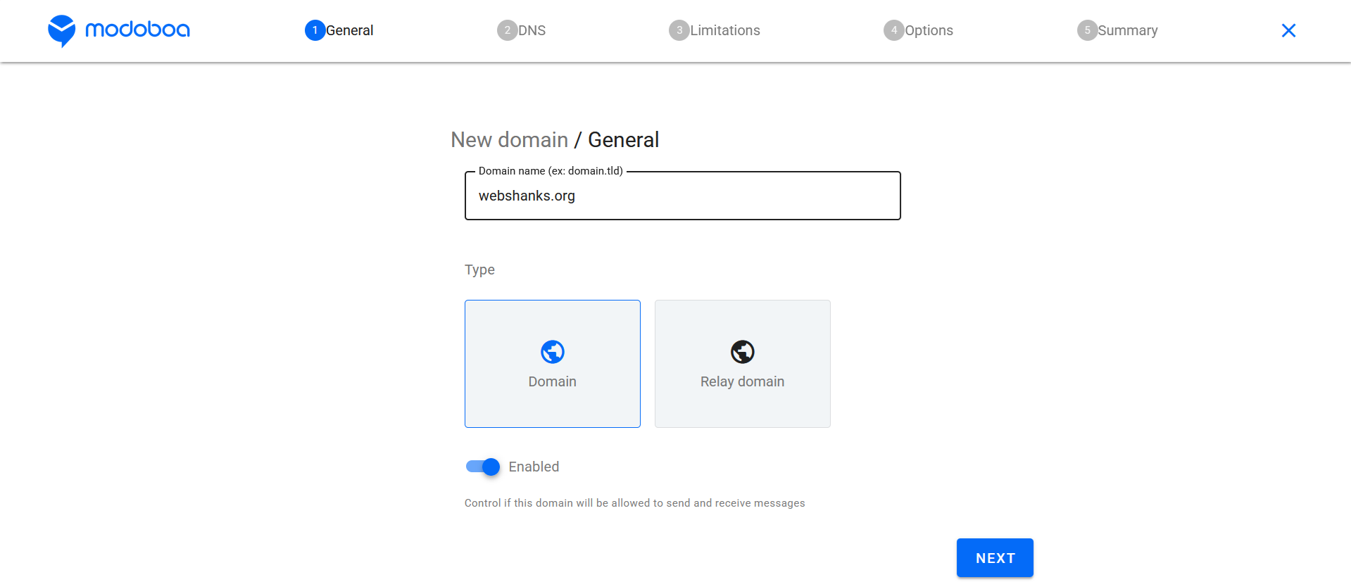 Modoboa New domain - General