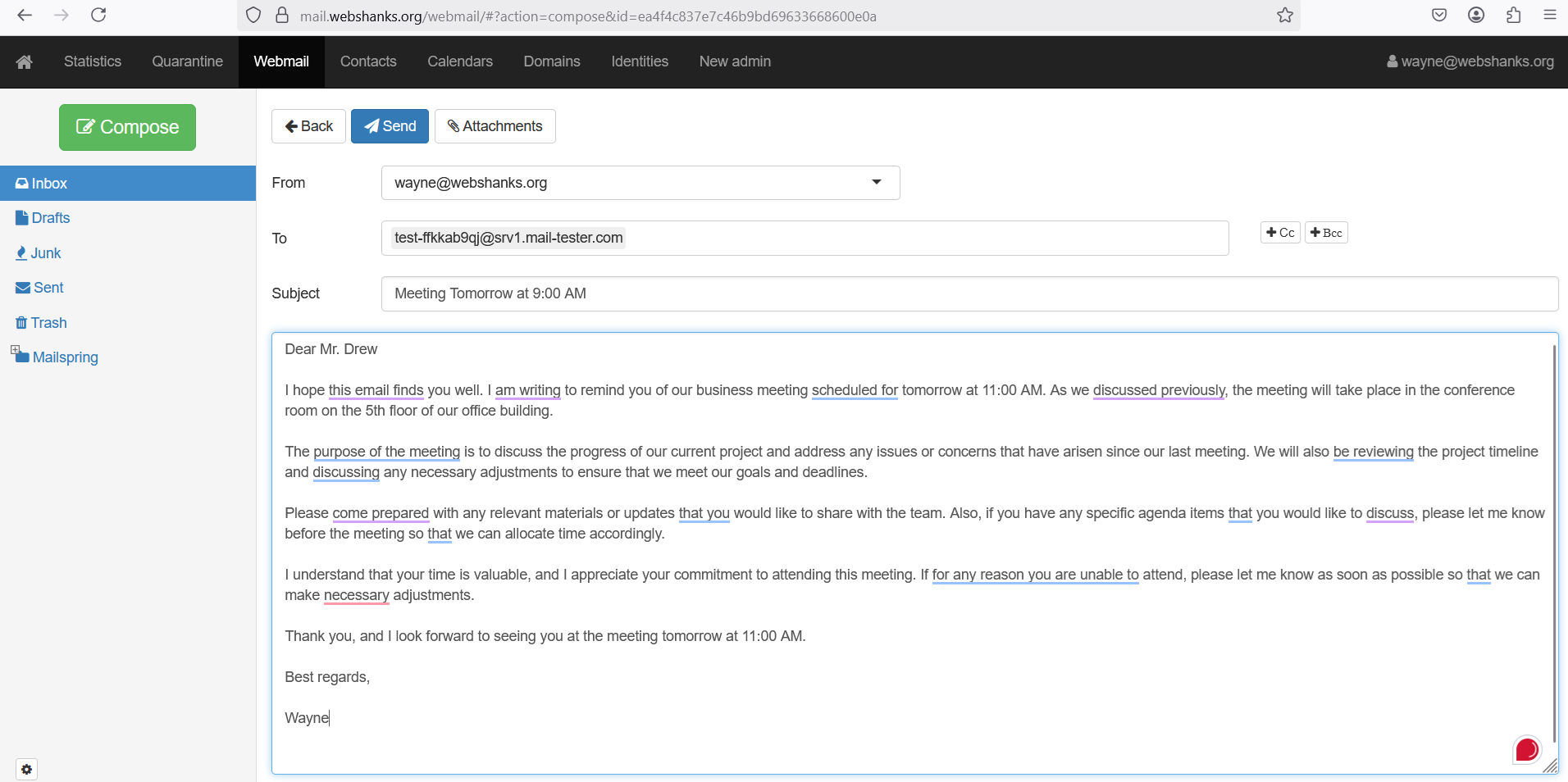 Modoboa Send Email