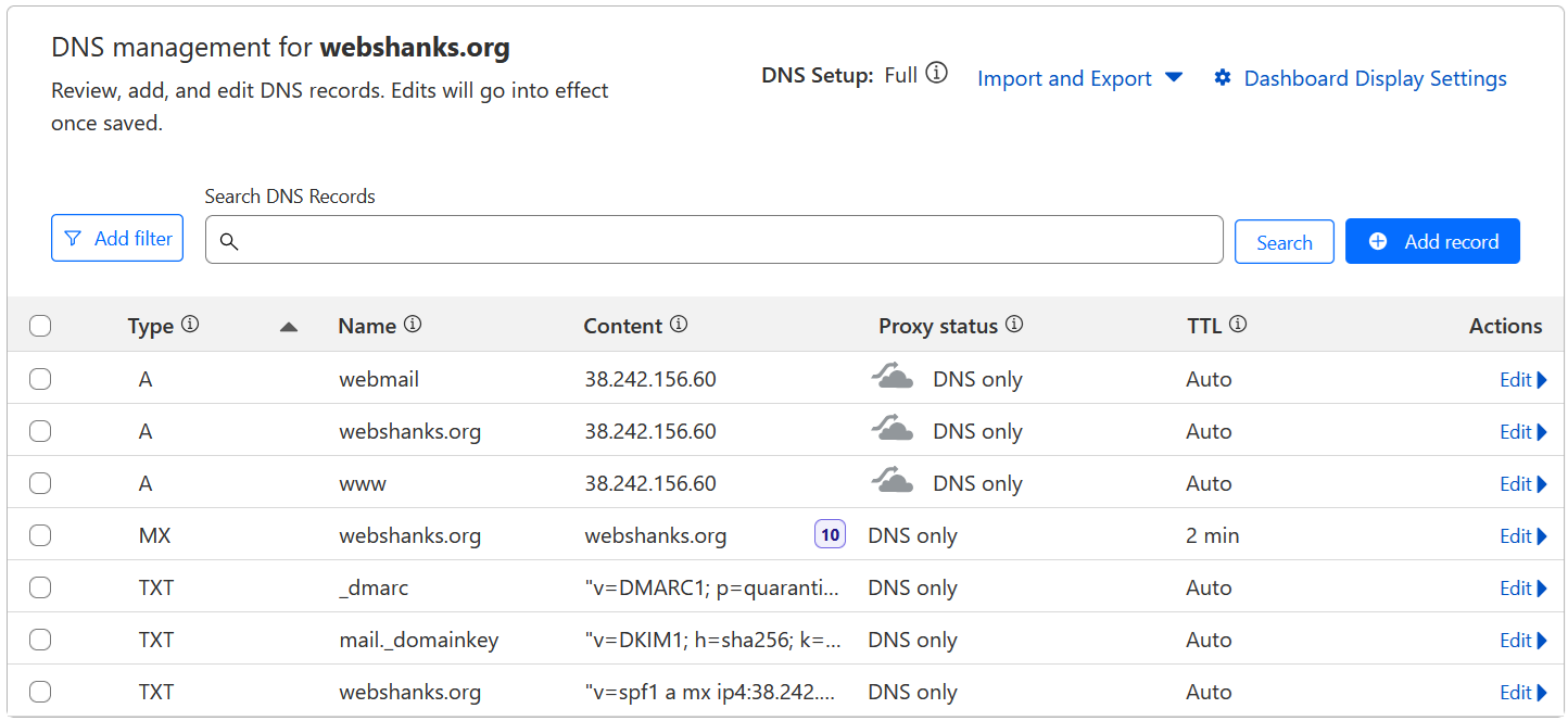 YunoHost Complete DNS Setup for Email Server Use