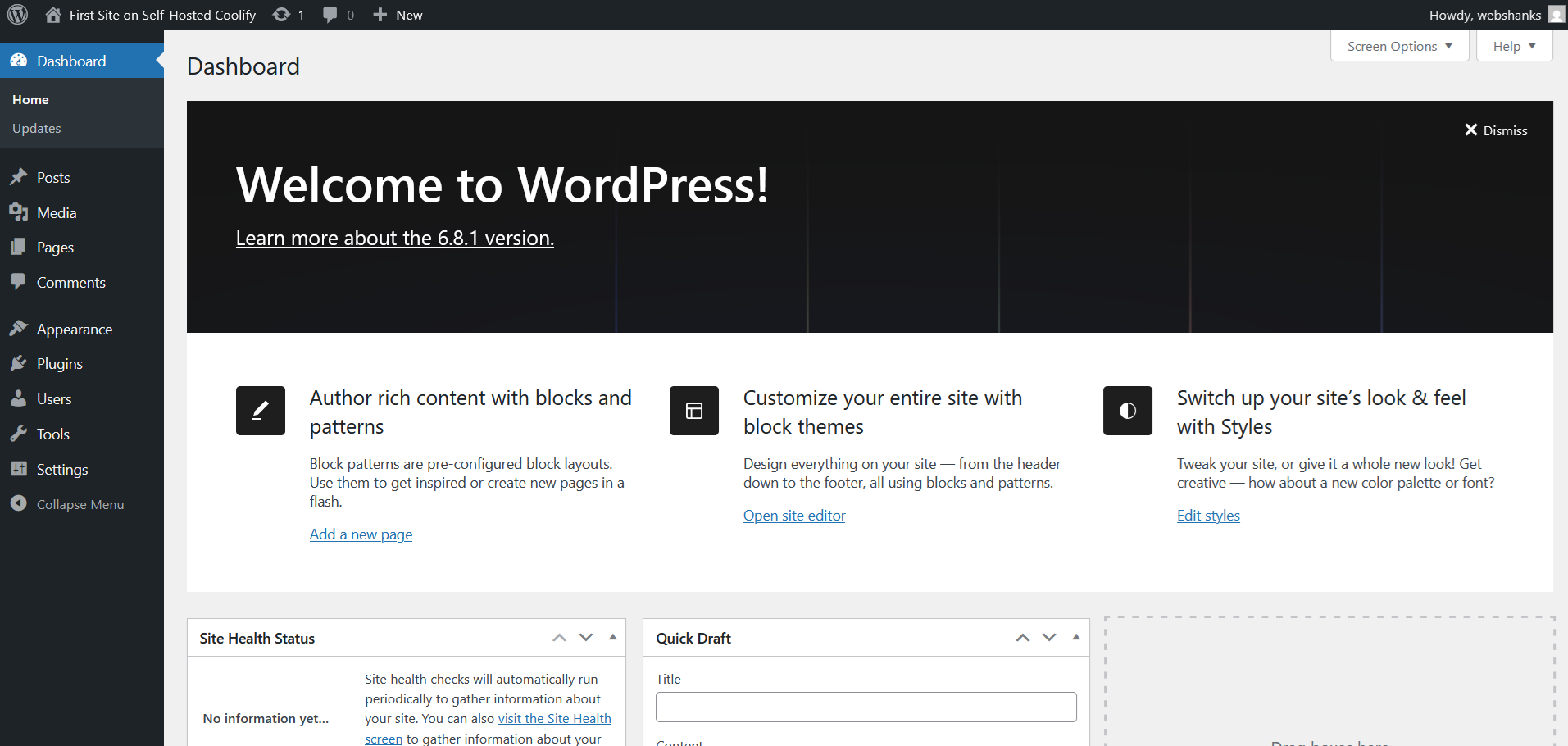 Coolify Deploy WordPress Dashboard