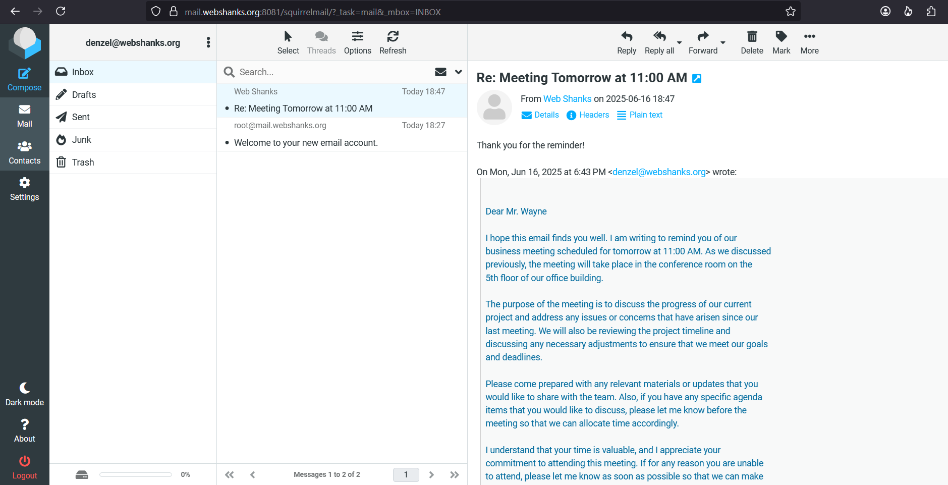 ISPConfig Mail Server Email Reply from Gmail Received