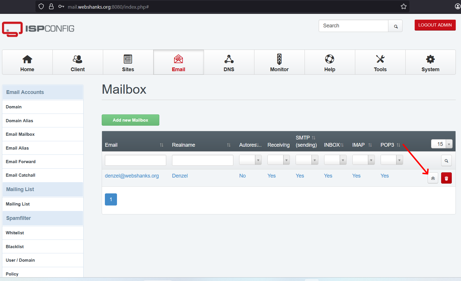 ISPConfig Webmail Link