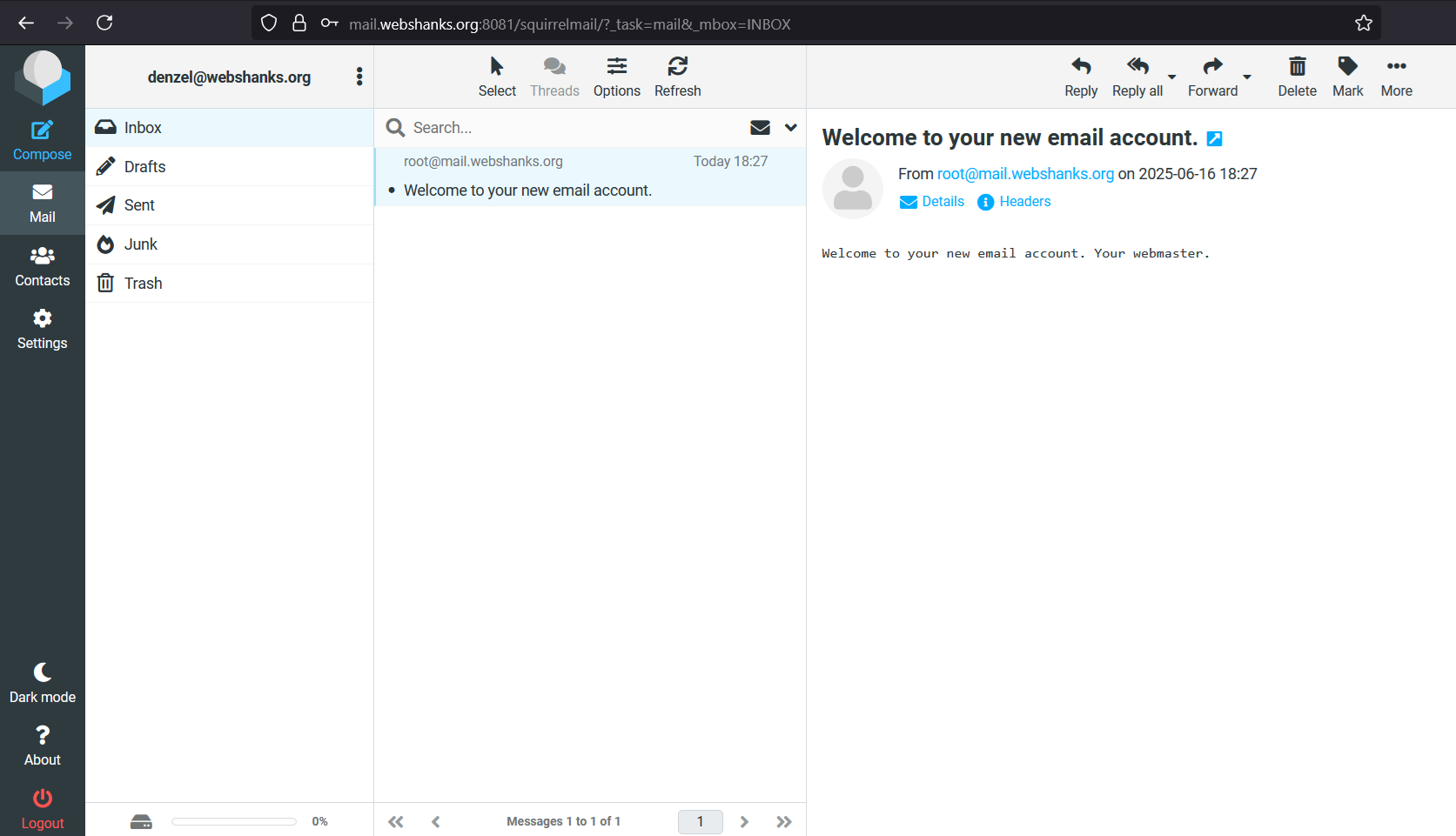 ISPConfig Welcome to Webmail