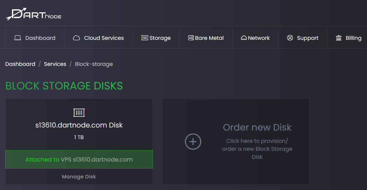 DartNode Block Storage Attachment