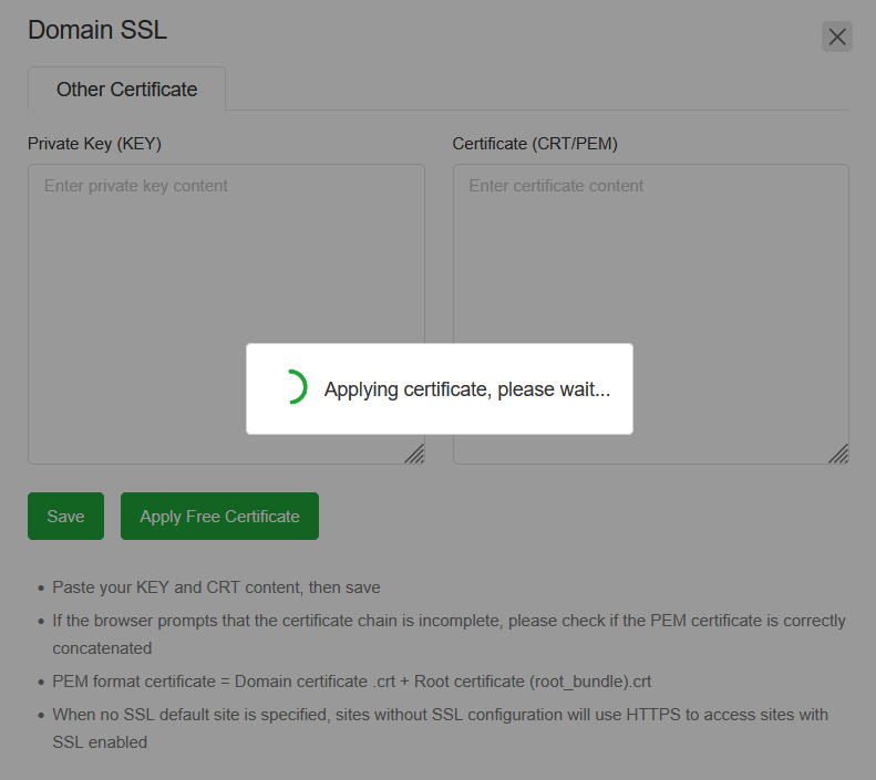 BillionMail Apply Free Certificate