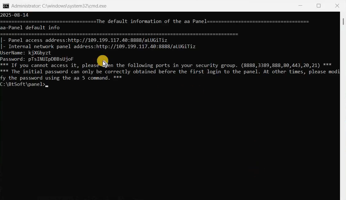 Installed aaPanel on Windows Server