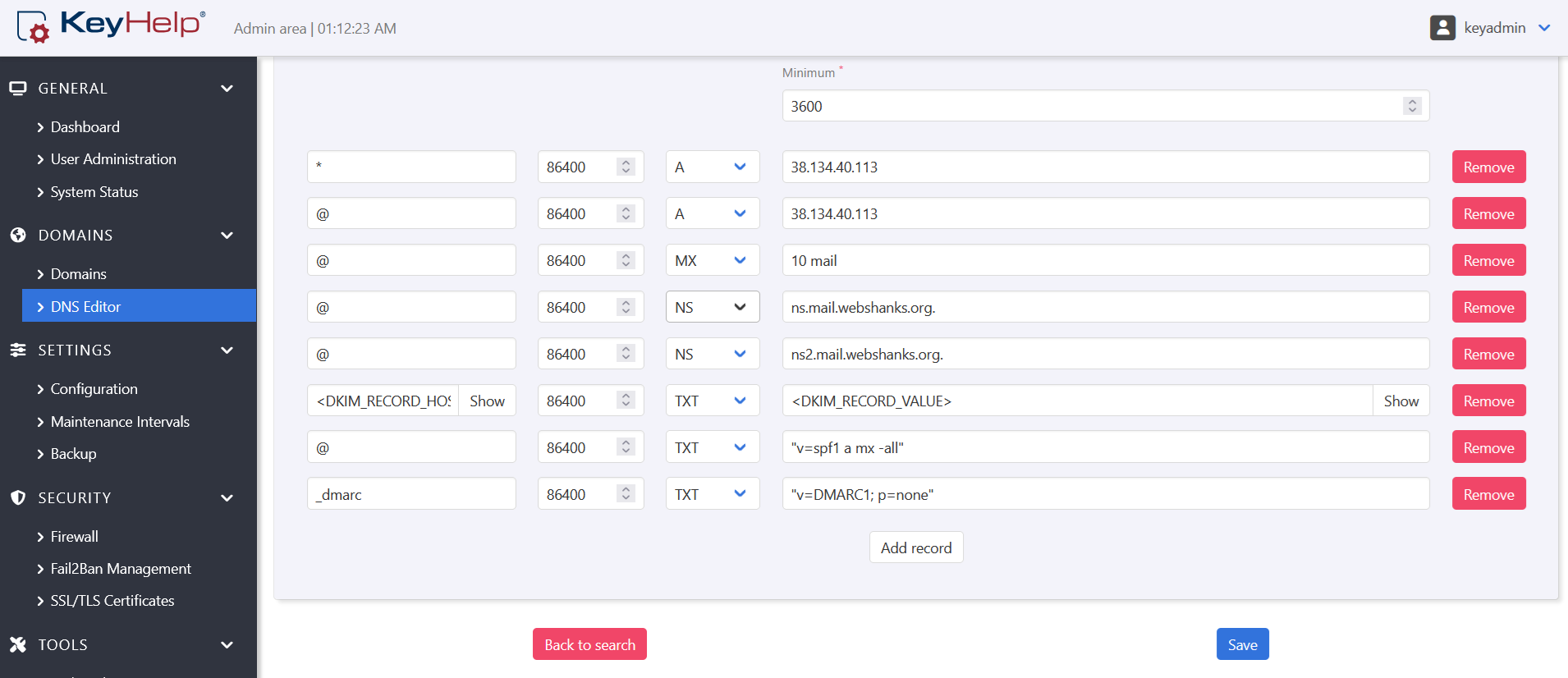 KeyHelp DKIM, SPF, DMARC