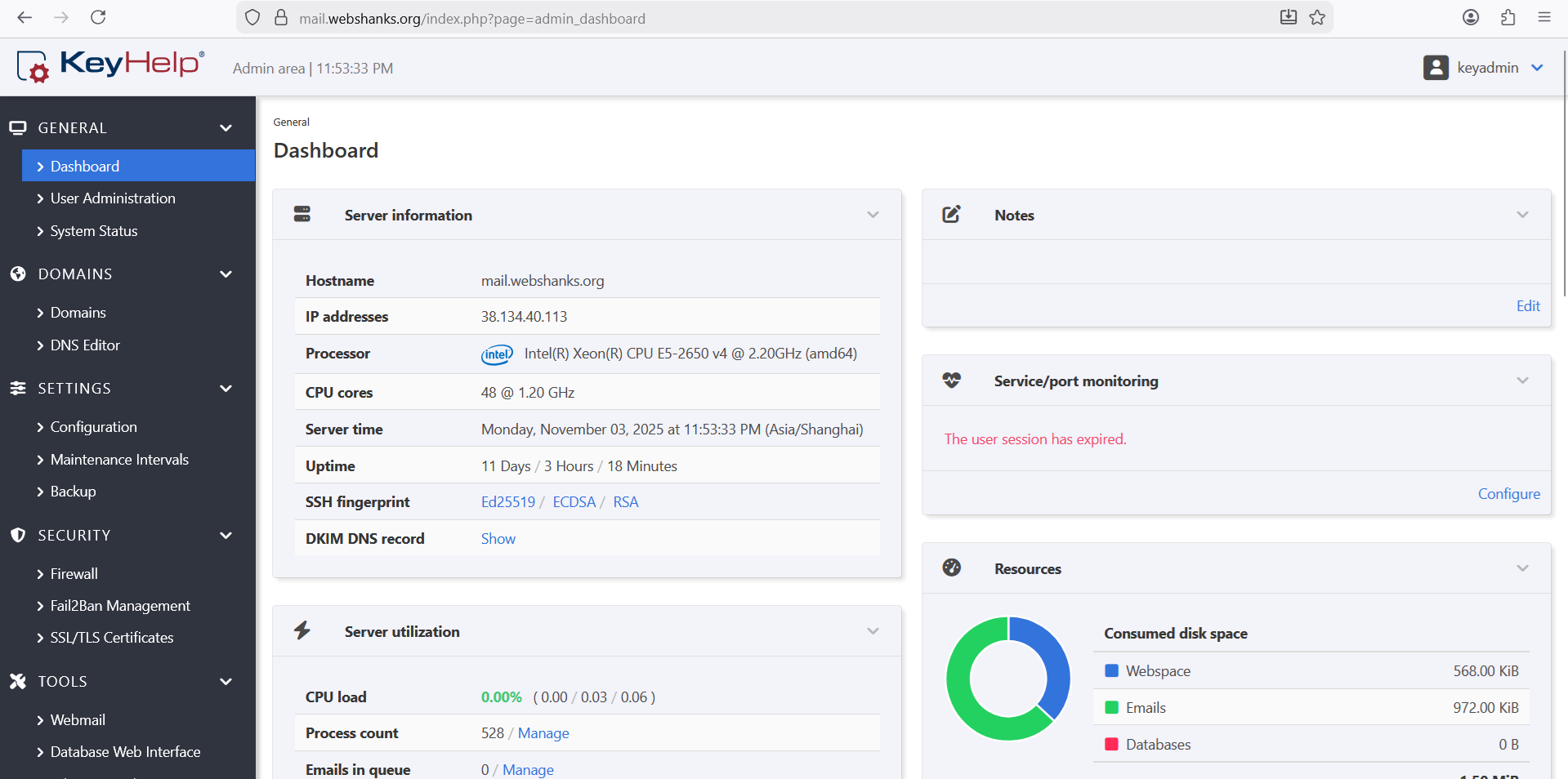 KeyHelp Dashboard
