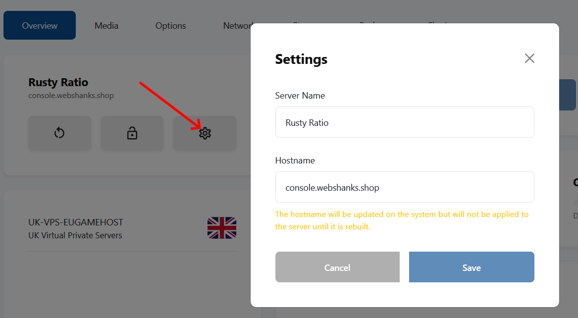How to Add a Hostname on EUGameHost