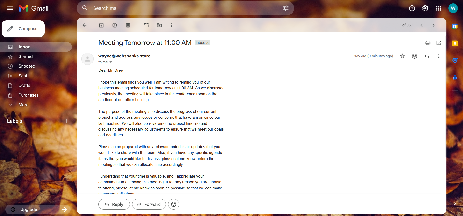 Mail-in-a-Box Email Received on Google